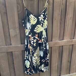 Lulu's Black Tropical Print Mini Dress